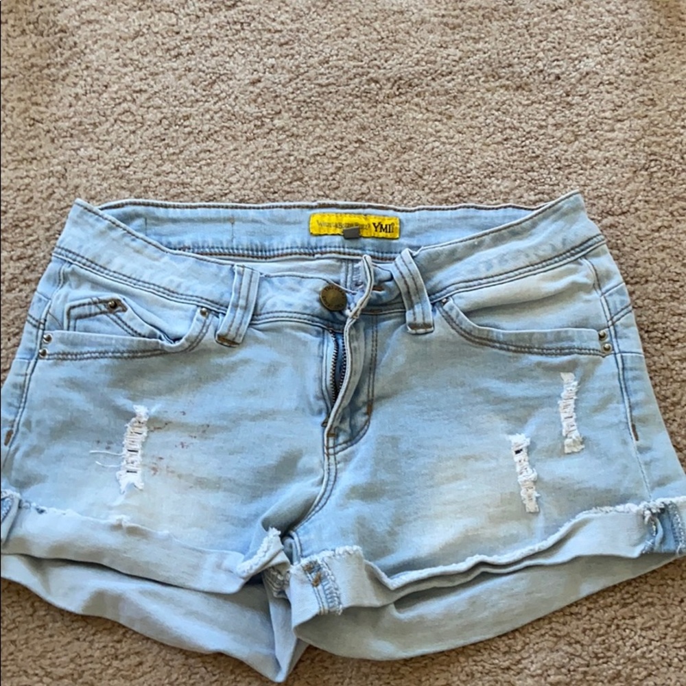 light washed jean shorts